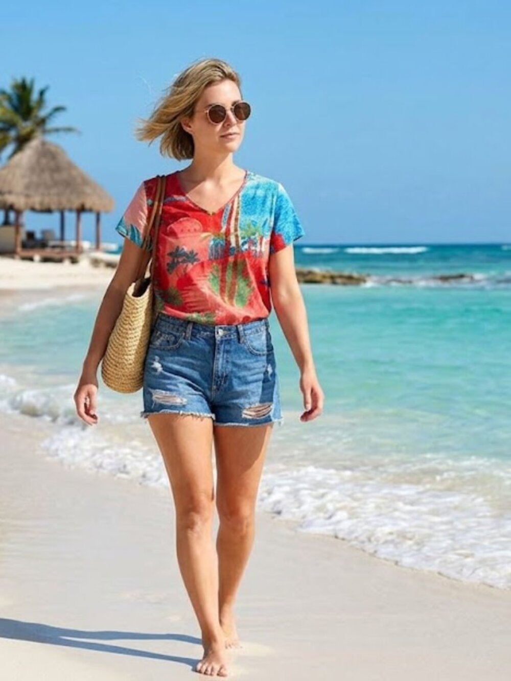 Orientique Australia Colorful Scenic V-Neck Tee